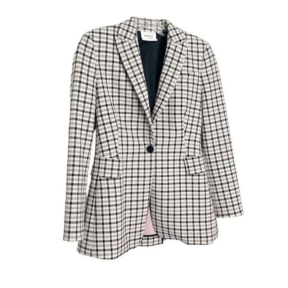 The Akris Punto Glen Check Blazer Jacket Cream Black Lavender Plaid Size 4 Small - Picture 4 of 14